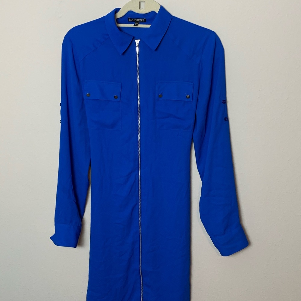 Express dress s/p royal blue silver zipper small